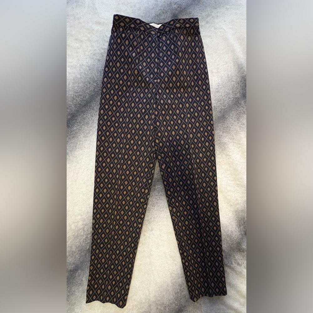Talbots Black Pants with Tan Diamond Print - Picture 3 of 10